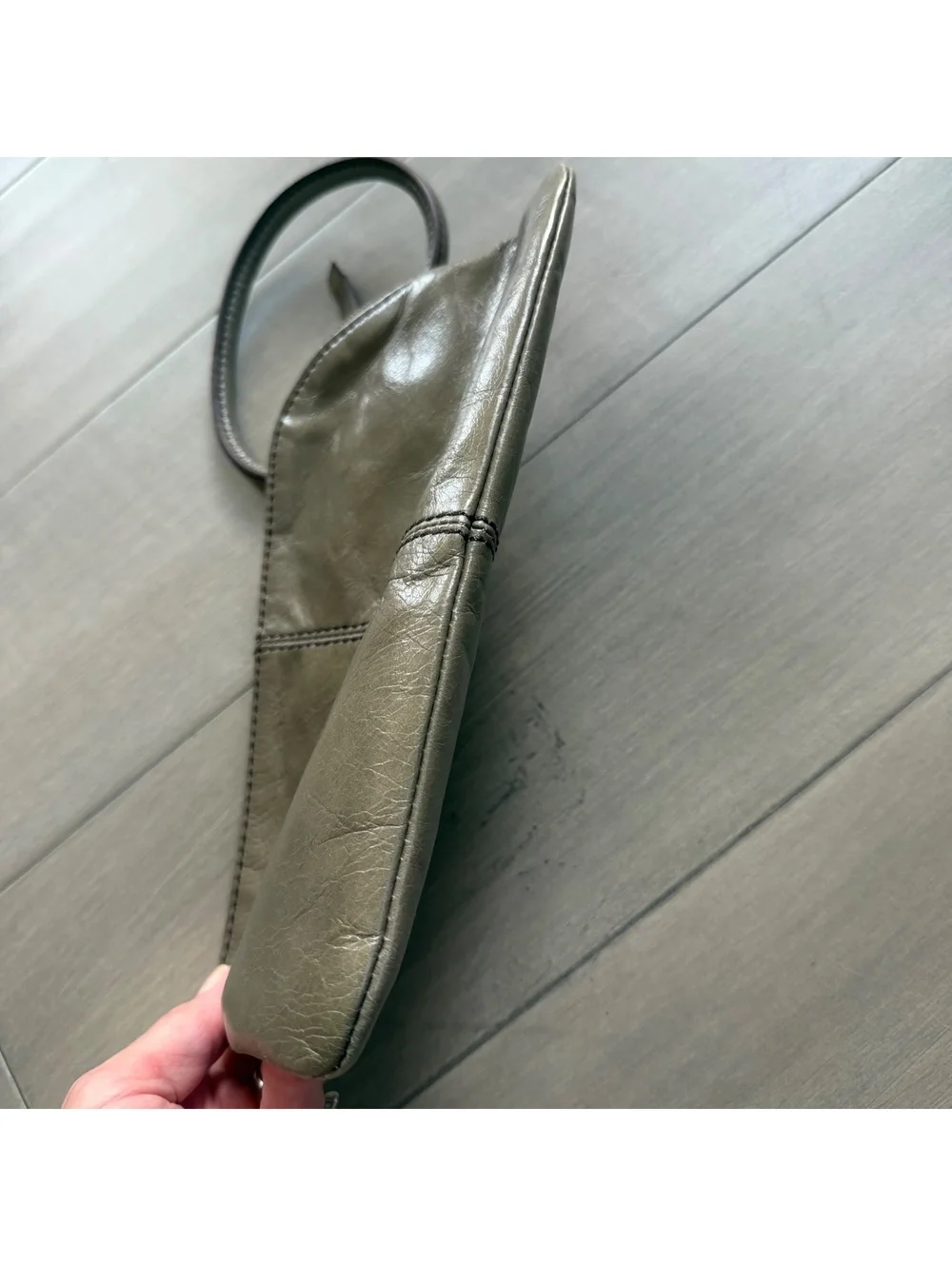 Hobo Olive Green Leather Wristlet Clutch